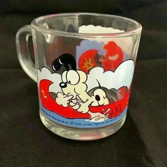 2 Vintage McDonald's Garfield Glass Coffee Mugs - Jim Davis, 1978, Canoe - Picture 3 of 6